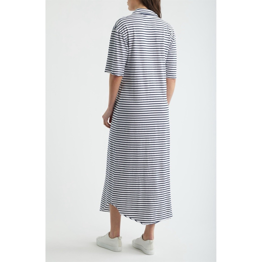 Frank & Eileen Emma Popover Henley Collared Maxi Dress striped large - Picture 2 of 12